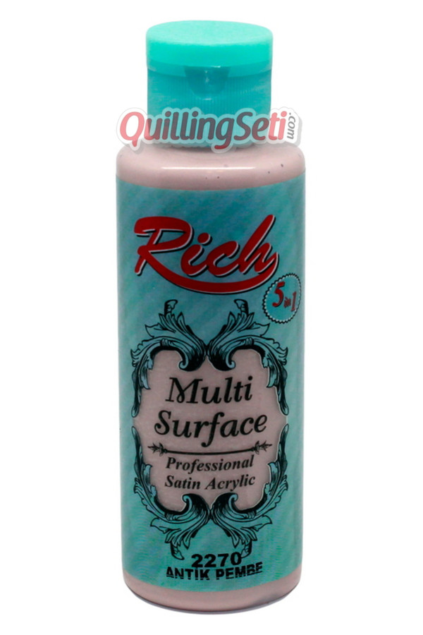 rich multi surface 120 cc akrilik boya - rich antik pembe 2270 hobi boyası, rch-ms-2270, rich multi surface akrilik boya 120 ml, Rich
