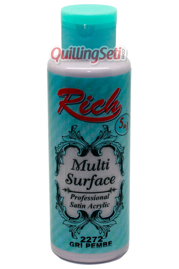 rich multi surface 120 cc akrilik boya - rich gri pembe 2272 hobi boyası, rch-ms-2272, rich multi surface akrilik boya 120 ml, Rich