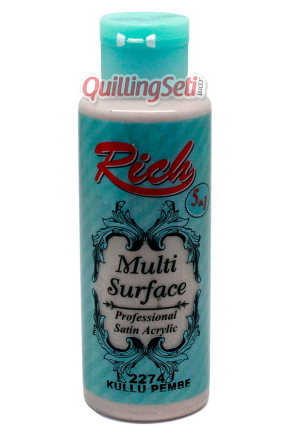 rich multi surface 120 cc akrilik boya - rich küllü pembe 2274 hobi boyası, rch-ms-2274, rich multi surface akrilik boya 120 ml, Rich