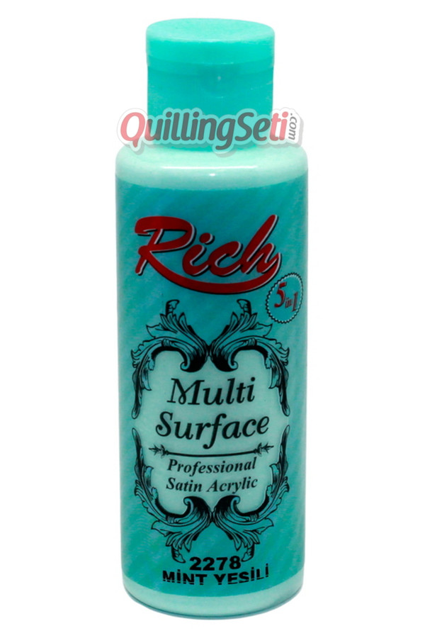 rich multi surface 120 cc akrilik boya - rich mint yeşili 2278 hobi boyası, rch-ms-2278, rich multi surface akrilik boya 120 ml, Rich