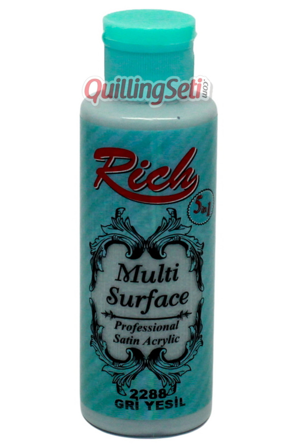 rich multi surface 120 cc akrilik boya - gri yeşil 2288 hobi boyası, rch-ms-2288, rich multi surface akrilik boya 120 ml, Rich