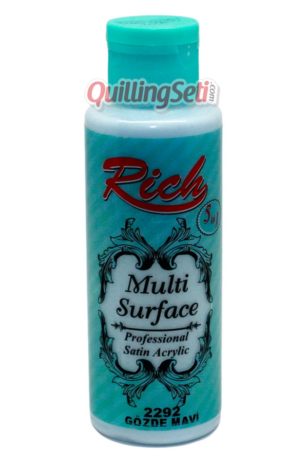 rich multi surface 120 cc akrilik boya - gözde mavi 2292 hobi boyası, rch-ms-2292, rich multi surface akrilik boya 120 ml, Rich