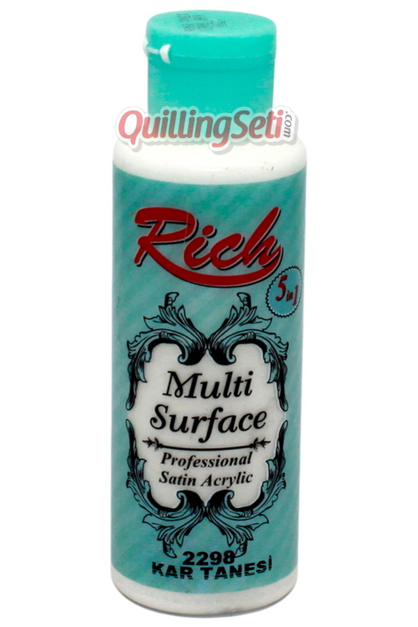 rich multi surface 120 cc akrilik boya - kar tanesi 2298  hobi boyası, rch-ms-2298, rich multi surface akrilik boya 120 ml, Rich