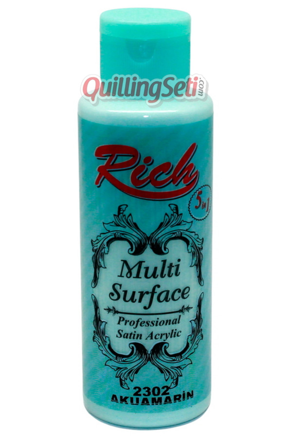 rich multi surface 120 cc akrlik boya - akuamarin 2302 hobi boyası, rch-ms-2302, rich multi surface akrilik boya 120 ml, Rich