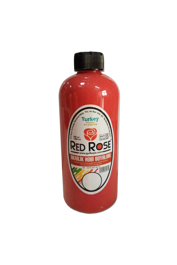 akrilik hobi boyası kırmızı renk 500 ml redrose, ahb-0001, hobi boyaları