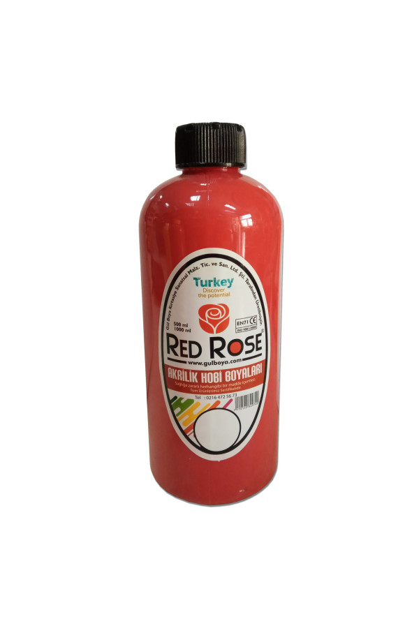 akrilik hobi boyası kırmızı renk 500 ml redrose, ahb-0001, hobi boyaları, Quilling Seti