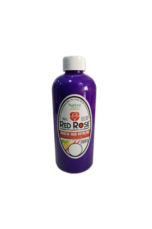 akrilik hobi boyası mor renk 500ml, ahb-0006, hobi boyaları