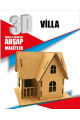 ahşap villa maketi - 3 boyutlu ahşap maket, ahm-0023, ahşap ve karton maketler