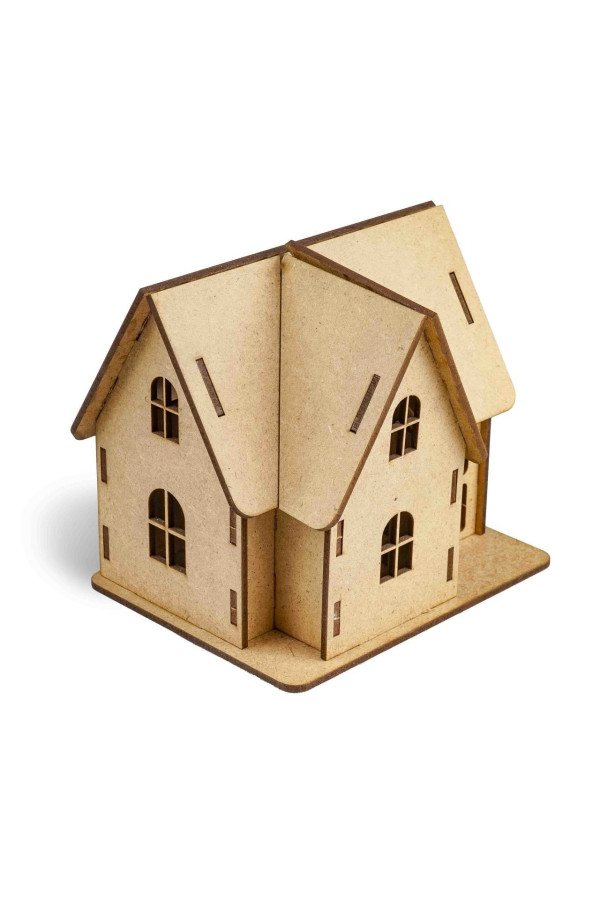 ahşap villa maketi - 3 boyutlu ahşap maket, ahm-0023, ahşap ve karton maketler, Quilling Seti