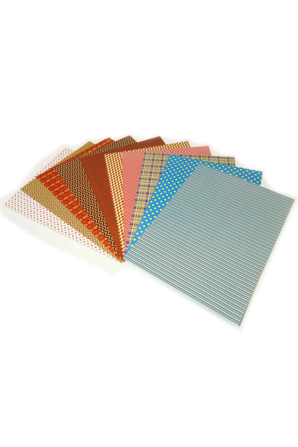 desenli fon kartonu 25 cm x 35 cm - karışık 10 farklı desenli - seri 2, kdfk-25x35-s3, kağıt çeşitleri