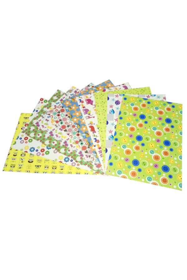desenli fon kartonu 25 cm x 35 cm - karışık 10 farklı desenli - seri 1, 8509990003364, kağıt çeşitleri, Quilling Seti