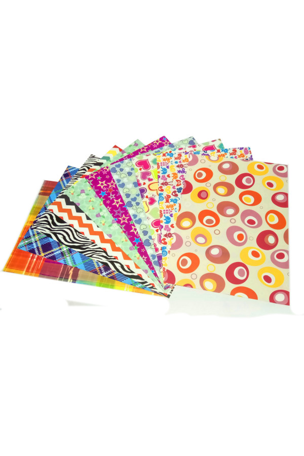 desenli fon kartonu 25 cm x 35 cm - karışık 10 farklı desenli - seri 3, 8509990003357, kağıt çeşitleri, Quilling Seti