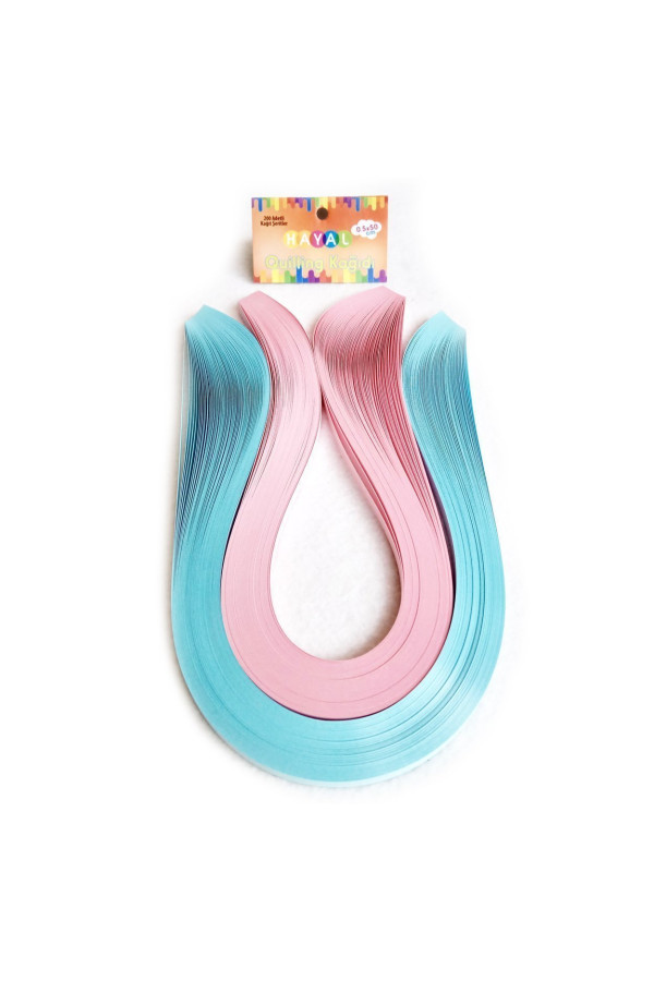 quilling kağıdı - açık mavi ve pembe renk 200lü, qks-2011-5m, 5mm karışık renkli 200 adetli quilling kağıtları, Quilling Seti