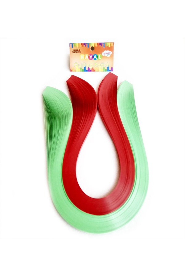quilling kağıdı - açık yeşil ve koyu kırmızı renk 200lü, qks-2012-5m, 5mm karışık renkli 200 adetli quilling kağıtları, Quilling Seti