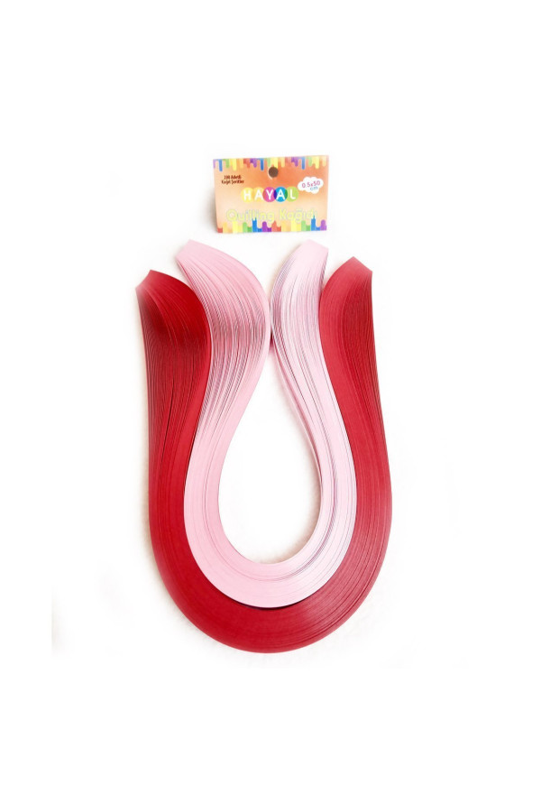 quilling kağıdı - koyu kırmızı ve pembe renk 200lü, qks-2016-5m, 5mm karışık renkli 200 adetli quilling kağıtları, Quilling Seti
