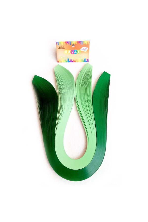 quilling kağıdı - koyu yeşil ve açık yeşil renk 200lü, qks-2022-5m, 5mm karışık renkli 200 adetli quilling kağıtları
