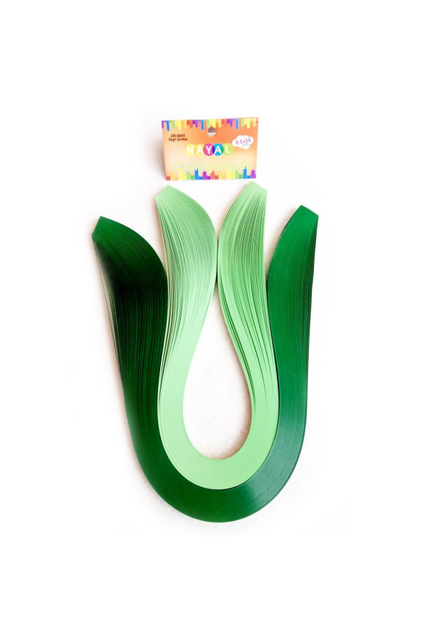 quilling kağıdı - koyu yeşil ve açık yeşil renk 200lü, qks-2022-5m, 5mm karışık renkli 200 adetli quilling kağıtları, Quilling Seti