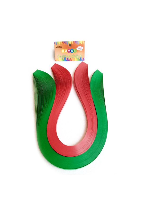 quilling kağıdı - koyu yeşil ve koyu kırmızı renk 200lü, qks-2023-5m, 5mm karışık renkli 200 adetli quilling kağıtları, Quilling Seti