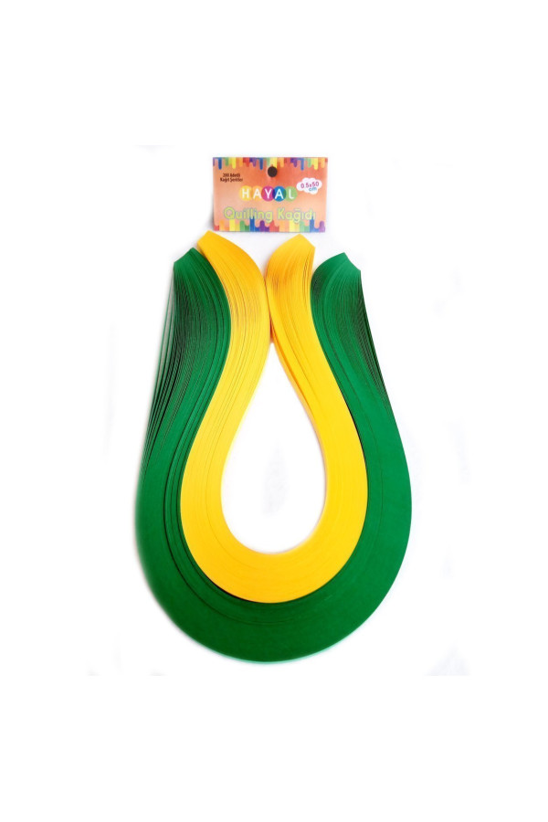 quilling kağıdı - koyu yeşil ve koyu sarı renk 200lü, qks-2024-5m, 5mm karışık renkli 200 adetli quilling kağıtları, Quilling Seti