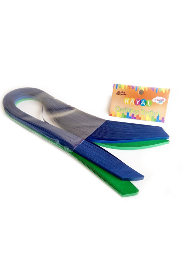 quilling kağıdı - lacivert ve yeşil renk 200lü, qks-2053-5m, 5mm karışık renkli 200 adetli quilling kağıtları, Quilling Seti