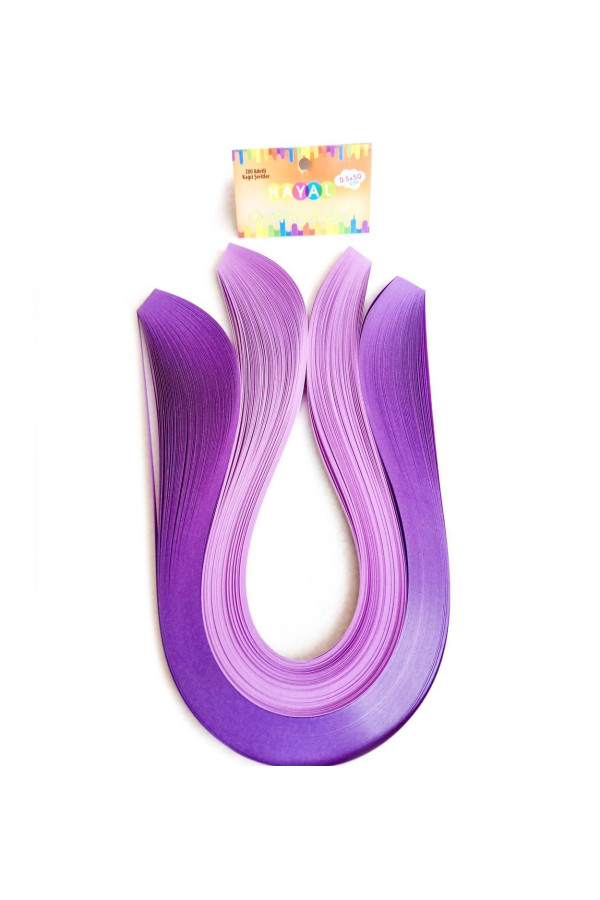 quilling kağıdı - mor ve lila 200lü, qks-2031-5m, 5mm karışık renkli 200 adetli quilling kağıtları, Quilling Seti