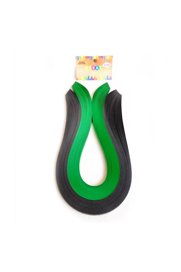 quilling kağıdı - siyah ve koyu yeşil 200lü, qks-2037-5m, 5mm karışık renkli 200 adetli quilling kağıtları, Quilling Seti