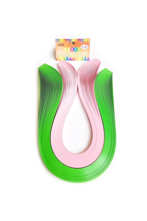 quilling kağıdı - yeşil ve pembe 200lü, qks-2042-5m, 5mm karışık renkli 200 adetli quilling kağıtları