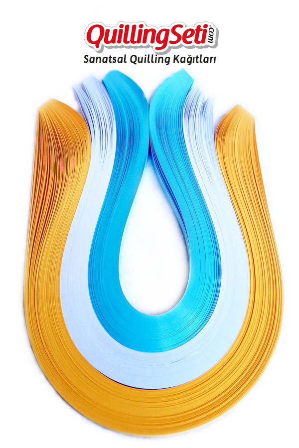 Quilling Kağıdı - Koyu Sarı, Beyaz ve Açık Mavi 300lü