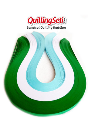 Quilling Kağıdı - Koyu Yeşil, Beyaz ve Açık Mavi 300'lü