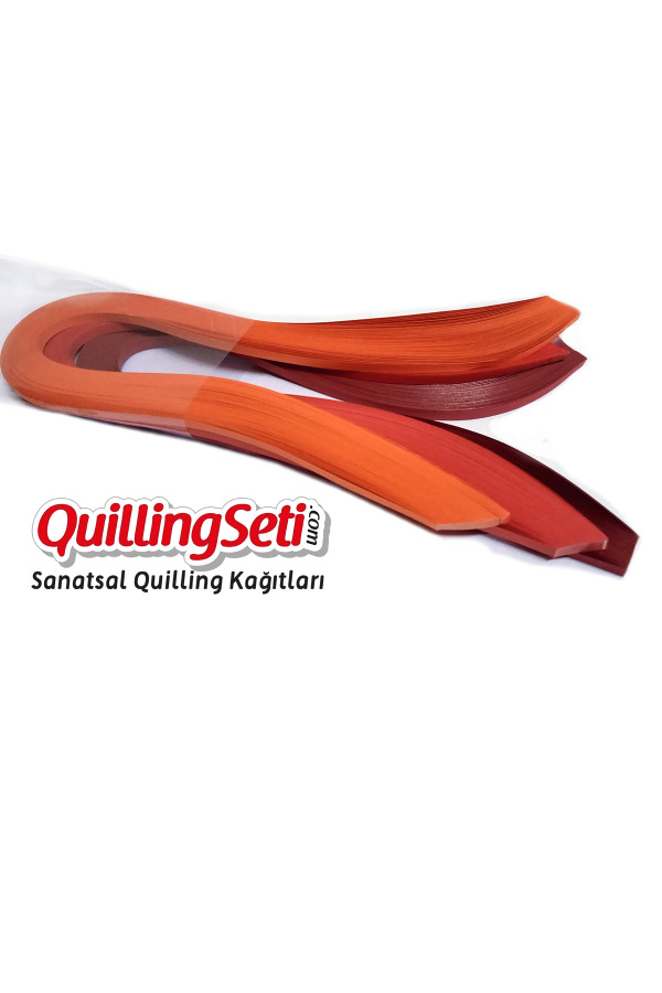 turuncu, kırmızı ve koyu kırmızı quilling kağıdı - 5mm 300lü, qks-3024-5m, karışık renkli quilling kağıtları 300 adetli paket