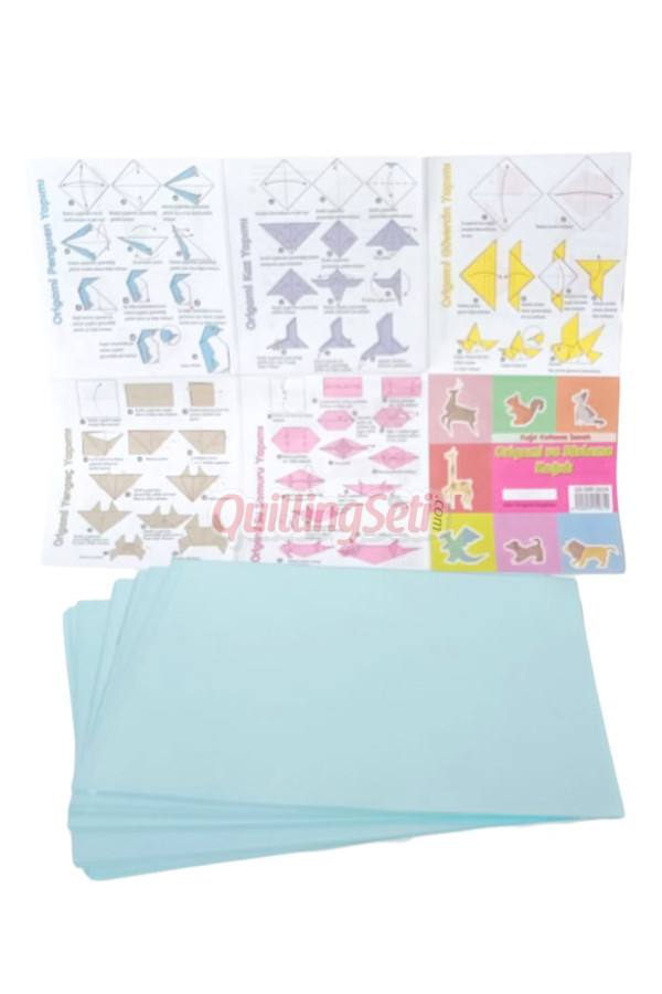 origami kağıdı - origami 20x20cm 100 adetli açık mavi renkli origami kağıt yapım seti, 8509990014483, origami kağıtları, Quilling Seti