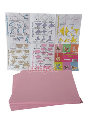 Origami kağıdı - Origami 20X20cm 100 Adetli Gül Kurusu Renkli Origami Kağıt Yapım Seti