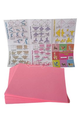 Origami kağıdı - Origami 20X20cm 100 Adetli Neon Pembe Renkli Origami Kağıt Yapım Seti
