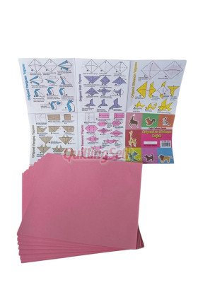 Origami kağıdı - Origami 20X20cm 100 Adetli Pembe Renkli Origami Kağıt Yapım Seti