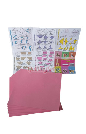 Origami kağıdı - Origami 20X20cm 100 Adetli Pembe Renkli Origami Kağıt Yapım Seti