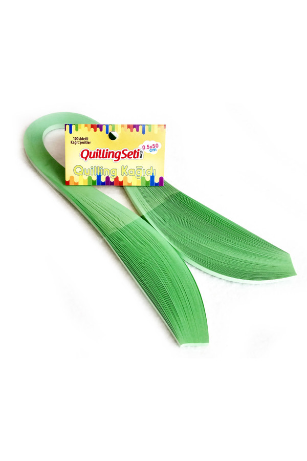quilling kağıdı - açık yeşil renk 100lü, 5mmx50cm-acik-yesil, 5 mm 100 adetli tek renk quilling kağıtları, Quilling Seti