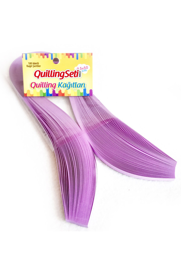 quilling kağıdı - lila renk 100lü, hn-027-5m, 5 mm 100 adetli tek renk quilling kağıtları
