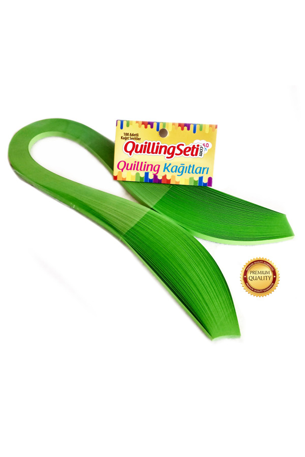 quilling kağıdı - yeşil renk 100lü, hn-037-5m, 5 mm 100 adetli tek renk quilling kağıtları, Quilling Seti