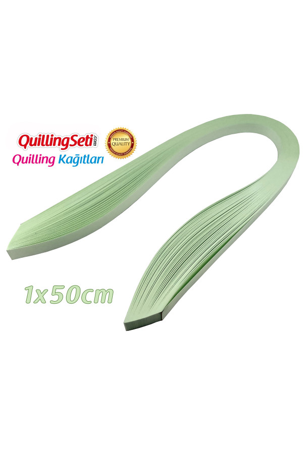 quilling kağıdı - buz yeşili renk 1cmx50cm 100lü, qks-1521-10m, 10 mm 100 adetli quilling kağıtları