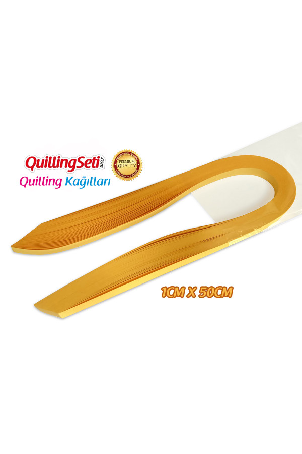 quilling kağıdı - koyu sarı (altın sarı) renk 1cm 100lü, qks-1501-10m, 10 mm 100 adetli quilling kağıtları