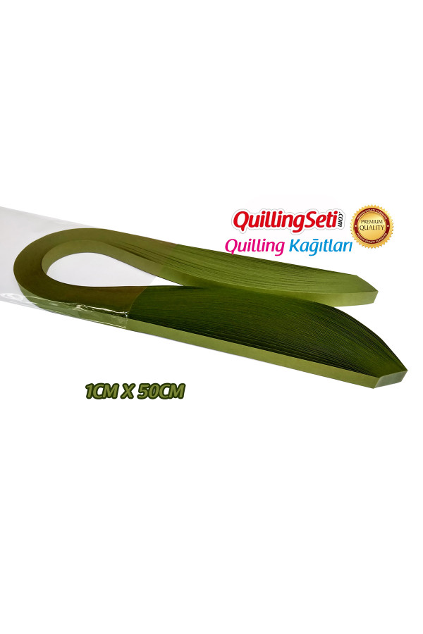 quilling kağıdı - haki yeşili renk 1cm 100lü, qks-1532-10m, 10 mm 100 adetli quilling kağıtları