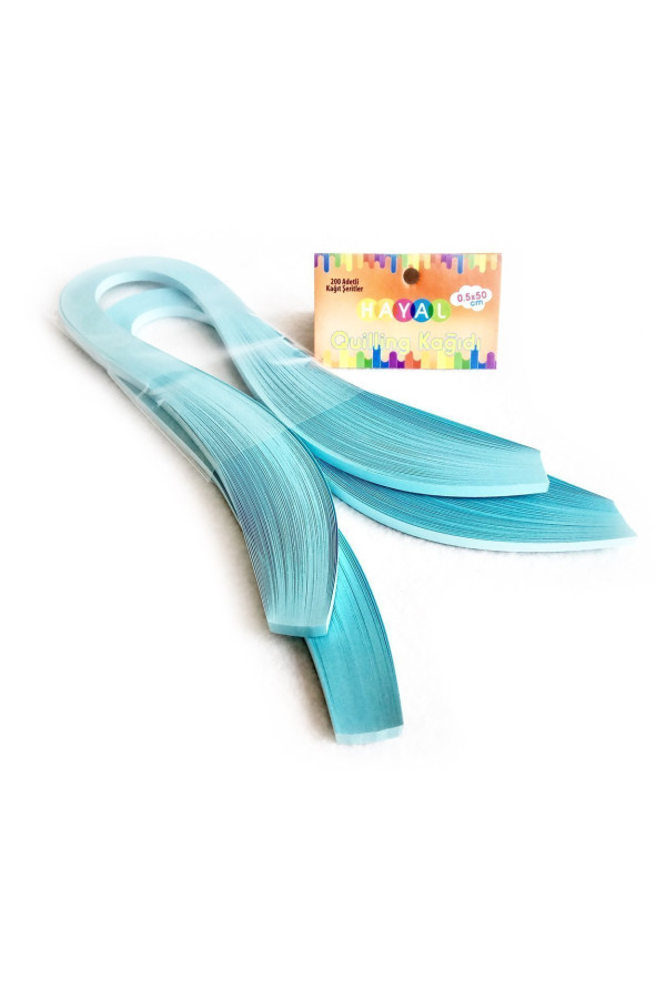 quilling kağıdı - açık mavi renk 200lü, qks-2044-5m, 5 mm 200 adetli quilling kağıtları, Quilling Seti