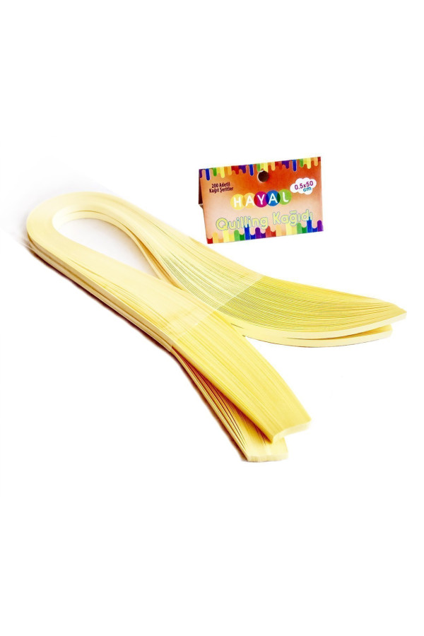 quilling kağıdı - açık sarı renk 200lü, qks-2052-5m, 5 mm 200 adetli quilling kağıtları, Quilling Seti