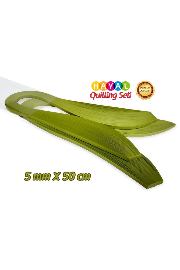 quilling kağıdı - fıstık yeşili (neon) renk 200lü, qks-2067-5m, 5 mm 200 adetli quilling kağıtları, Quilling Seti
