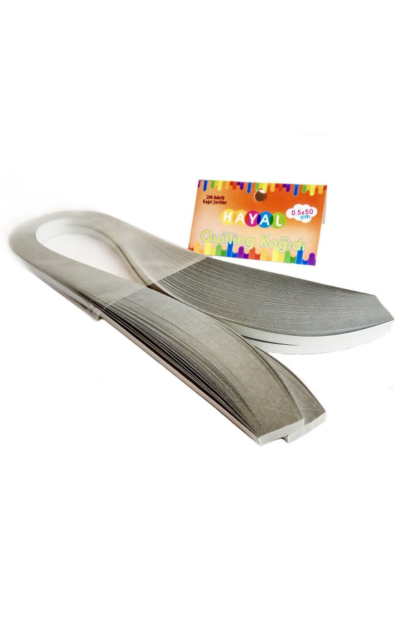 quilling kağıdı - gri renk 200lü, qks-2048-5m, 5 mm 200 adetli quilling kağıtları, Quilling Seti