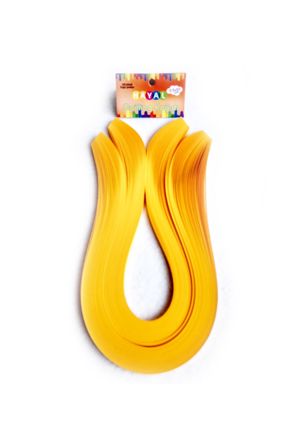 quilling kağıdı tek renkli - koyu sarı renk 200lü, qks-2006-5m, 5 mm 200 adetli quilling kağıtları, Quilling Seti