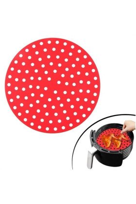 Renkli Isıya Dayanıklı Yıkanılabilir Silikon Fırın Ve Airfryer Yuvarlak Pişirme Matı 23 Cm