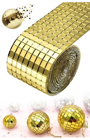 1 Metre Uzunluğunda Gold Renk Aynalı Mozaik Taşlı Dekor Bandı 4 cm x 1 mt