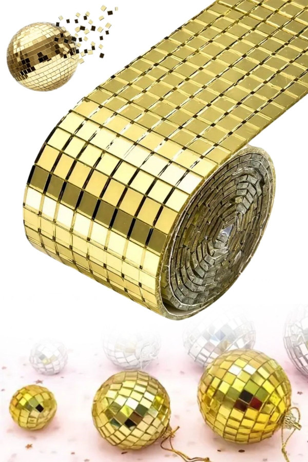 1 metre uzunluğunda gold renk aynalı mozaik taşlı dekor bandı 4 cm x 1 mt, asy8778-141, hırdavat ürünleri, Quilling Seti