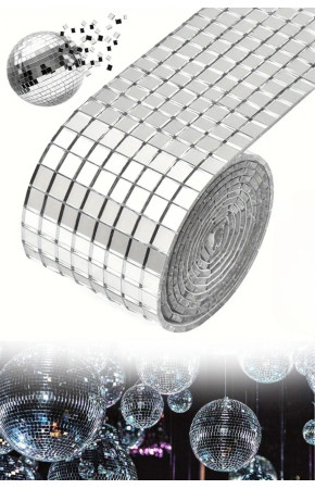 1 Metre Uzunluğunda Gümüş Renk Aynalı Mozaik Taşlı Dekor Bandı 4 cm x 1 mt